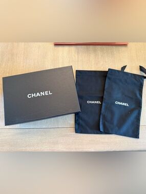Chanel shoe box with 2 dust bags